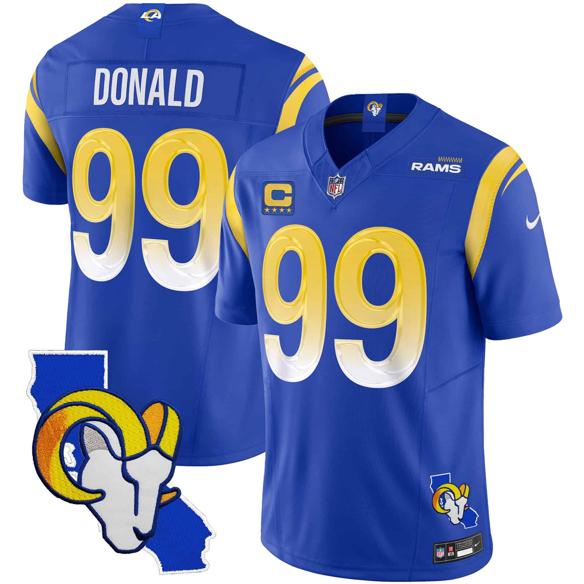 Men Los Angeles Rams #99 Donald Blue 2024 Nike California Patch Vapor Limited NFL Jersey style 1->indianapolis colts->NFL Jersey